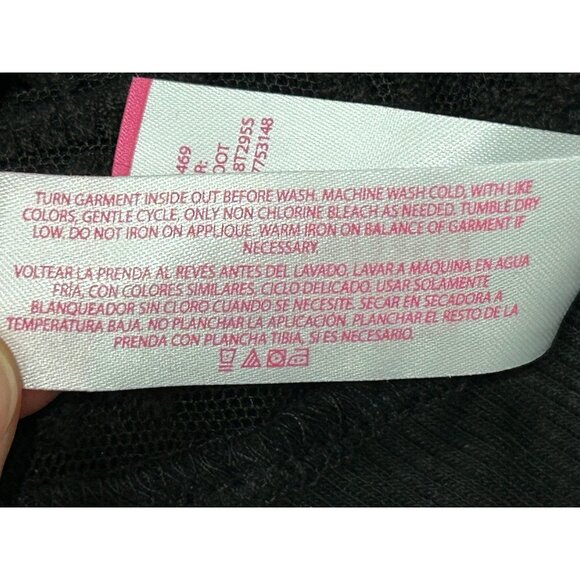 No Boundaries Tie Button Front Lace Back Top Black Ribbed 3/4 Sleeve Grunge - Picture 5 of 8